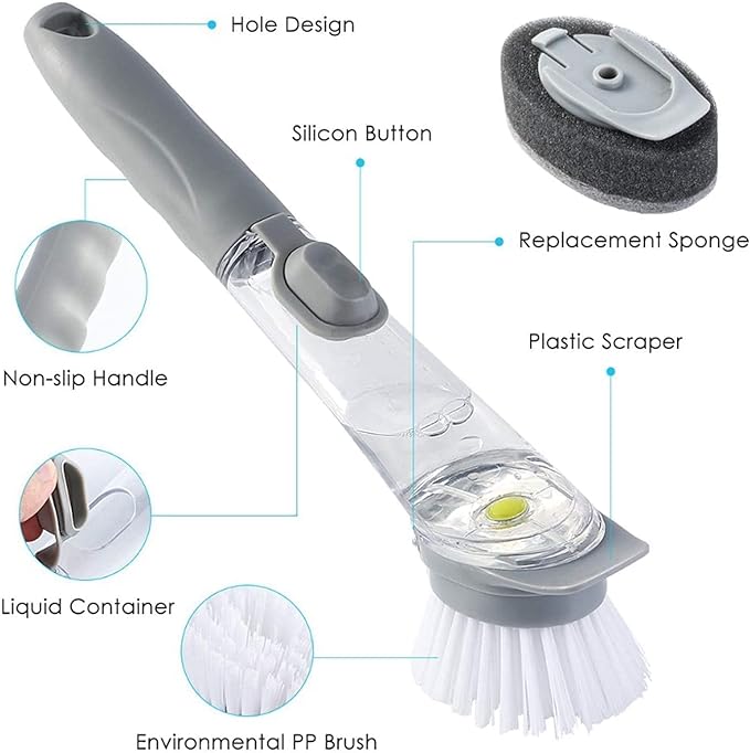 Automatic Kitchen Cleaning Brush with Rechargeable Handle & Multiple Heads