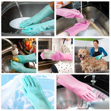 Silicone Cleaning Gloves with Scrubbing Bristles for Multi-Purpose Use