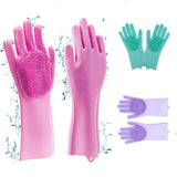 Silicone Cleaning Gloves with Scrubbing Bristles for Multi-Purpose Use