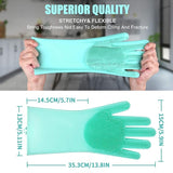 Silicone Cleaning Gloves with Scrubbing Bristles for Multi-Purpose Use